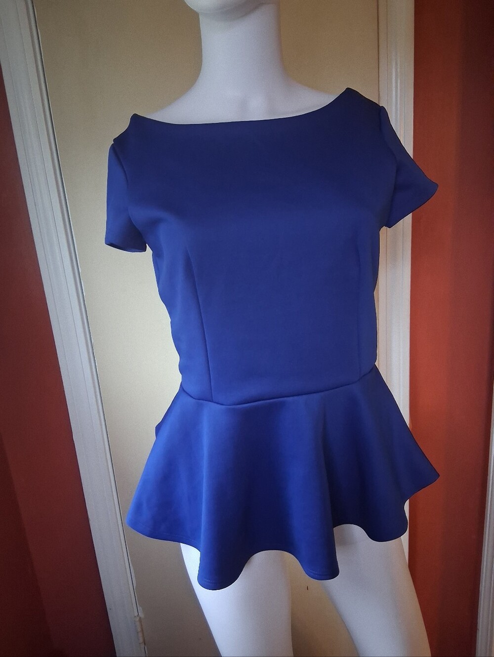 Bisou Bisou Royal Blue Peplum Top